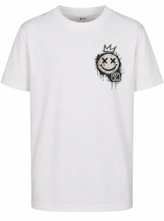edlessign Kids Tee SMILE KING weiß mit Graffiti Smiley Brustprint